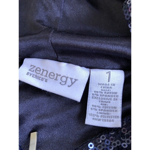 Zenergy Jacket Womens Small Blue Sequin Hooded Party Sparkle Swift Chicos Size 1 - Picture 9 of 10